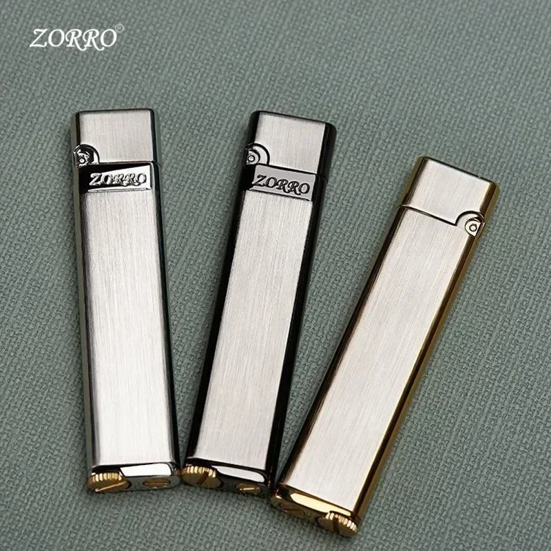 ZORRO Ultra-thin Metal Kerosene Lighter Creative Grinding Wheel Type Lightweight Portable Smoking Accessories Gadgets for Men