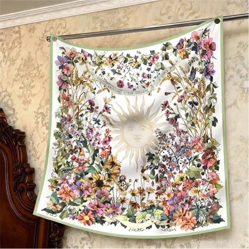 90cm Quadratischer Twill-Seidenschal für Damen, Modischer Blumendruck-Schal, Hijab, Luxus-Bandana, Foulard, Halstuch, Mehrzweck-Kopftuch, Damen-Accessoire für den Alltag 2028