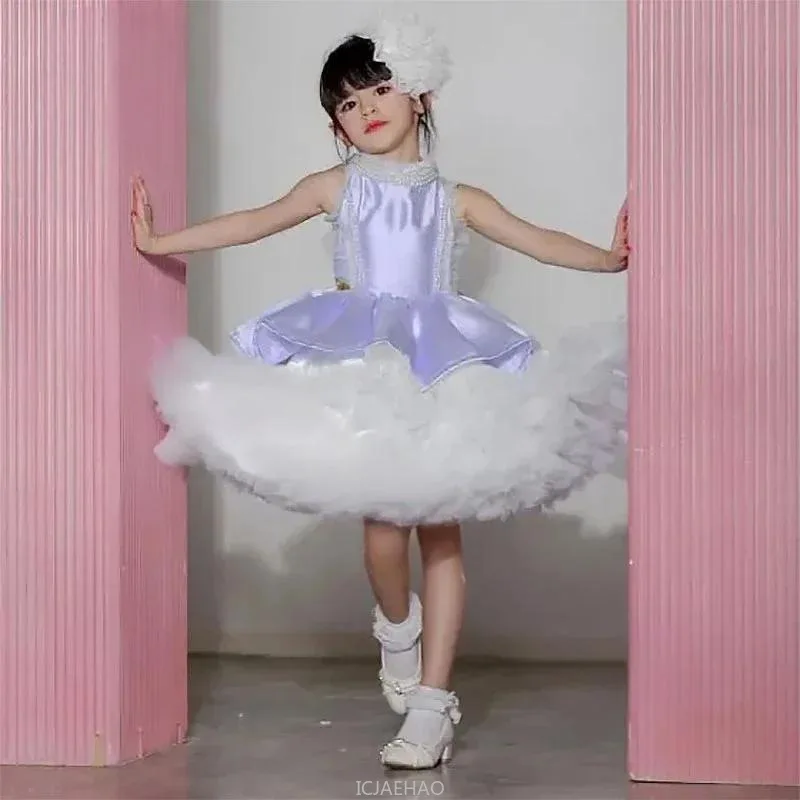 

Blue Sleeveless Puffy Princess Dress for Girls NewParty Host Tutu Gown Kids Formal Wear Pageant Performance Outfit Birthday