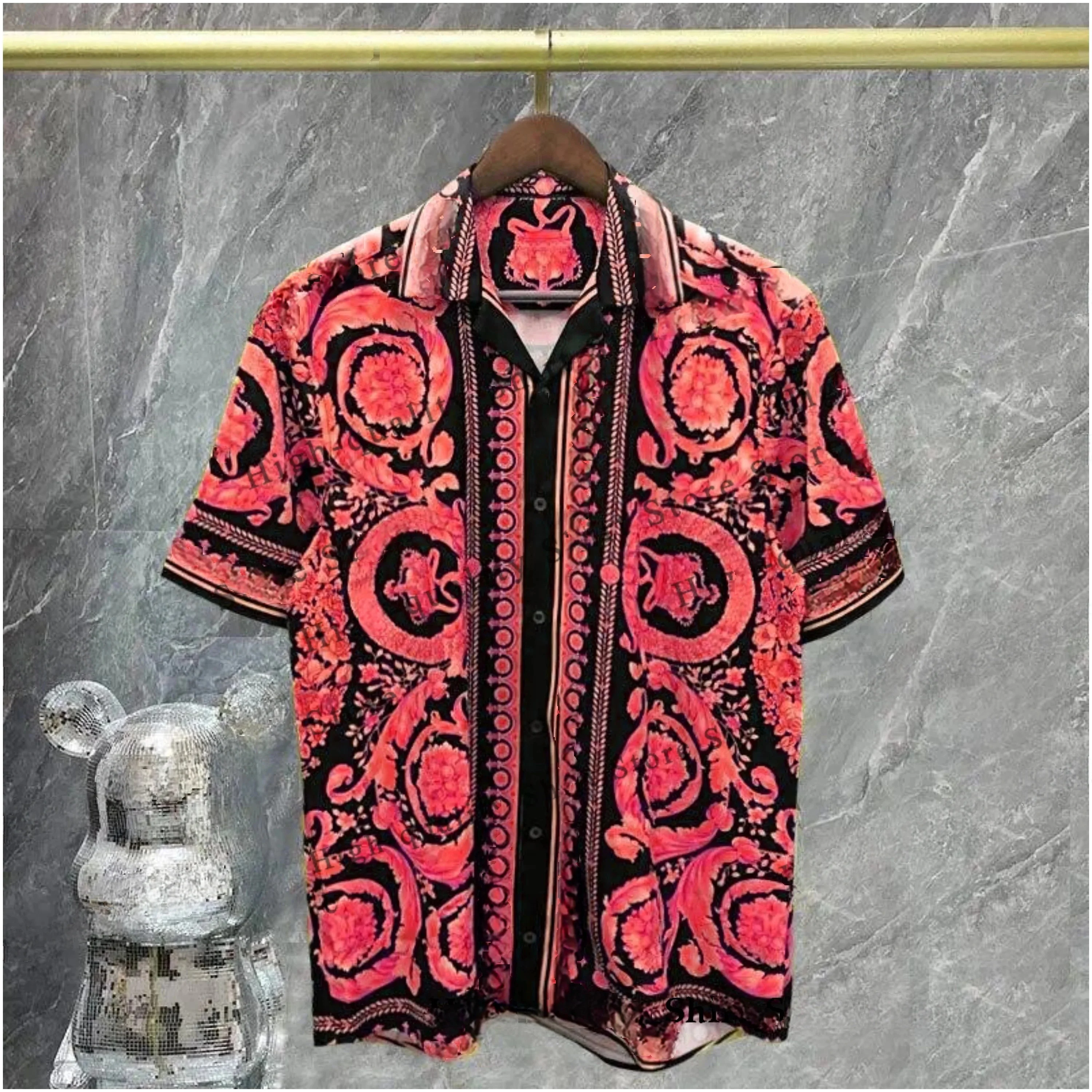 Camisa masculina de luxo manga curta botão para baixo camisa masculina real camisa de seda macia camisa masculina venda quente camisa real