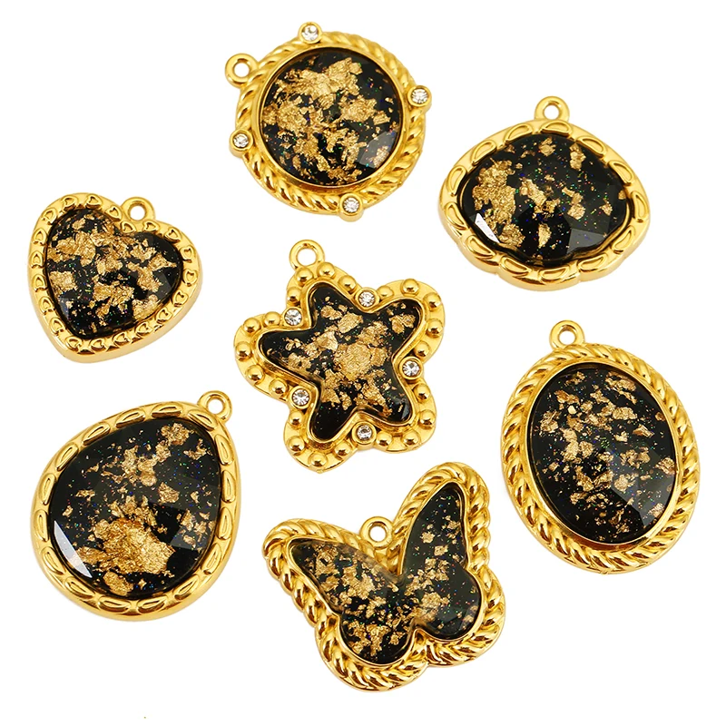

3 шт., нержавеющая сталь, циркон, черная бабочка, звезда, сердце, очаровательный овальный кулон для DIY, ожерелье, серьги, аксессуары для изготовления ювелирных изделий