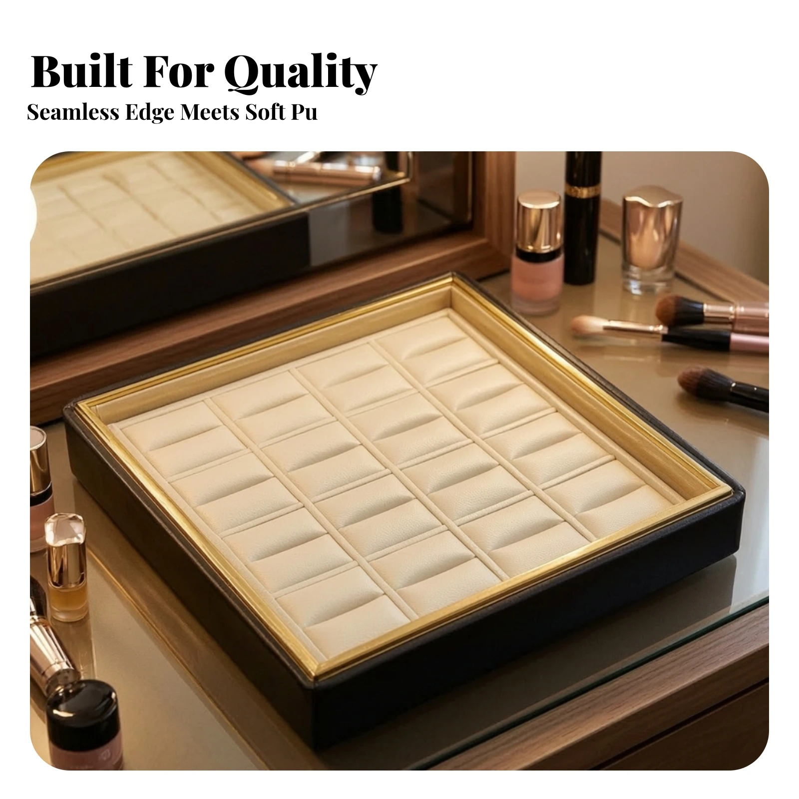 Band Display Tray with Clear Lid Padded Band Organizer Tray with Clear Lid Dust-Proof Scratch-Resistant for Dresser