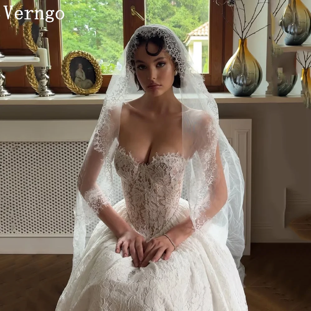 Picture 3: Verngo Luxury Lace Wedding Dress Sweetheart A Line Pleated Bridal Gowns Women Elegant Prom Bride Dresses Customized