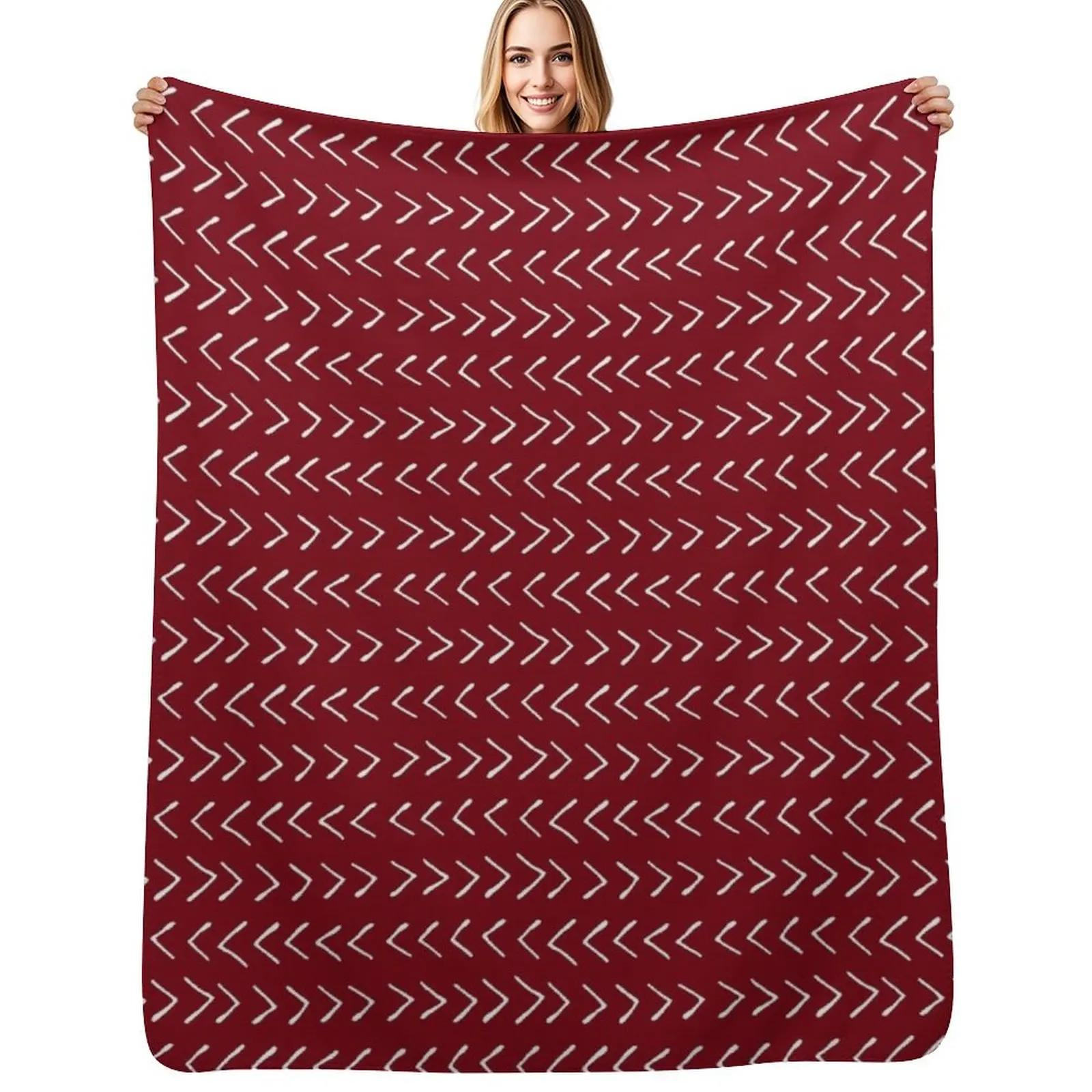 Arrows on Burgundy Throw Blanket Decorative Soft Throw Blanket for Couch Sofa