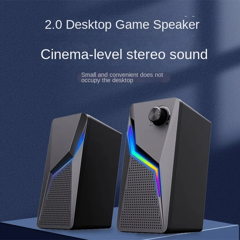 

FANHUN Computer Gaming Speakers PC Sound Box HIFI Stereo Microphone USB Wired With LED RGB Lighting Strong Bass 2.0 Loudspeaker