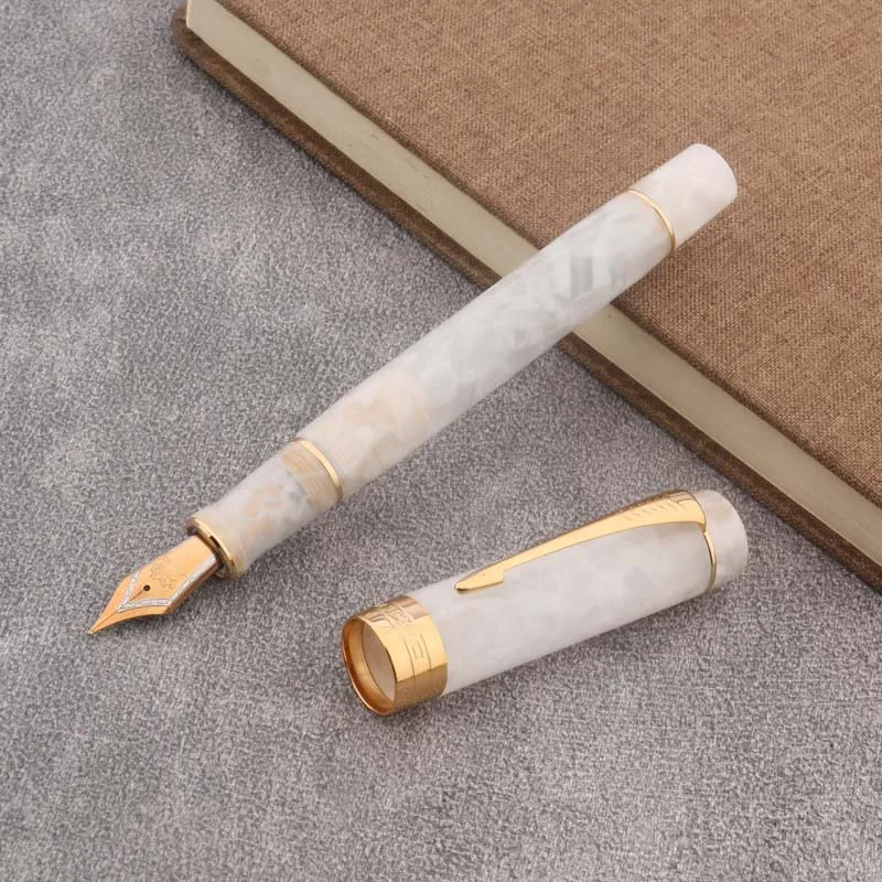 Luxury JinHao 100 Fountain Pen Acrylic Snow White EF Nib Office School Supplies New Gift Golden Ink Pens