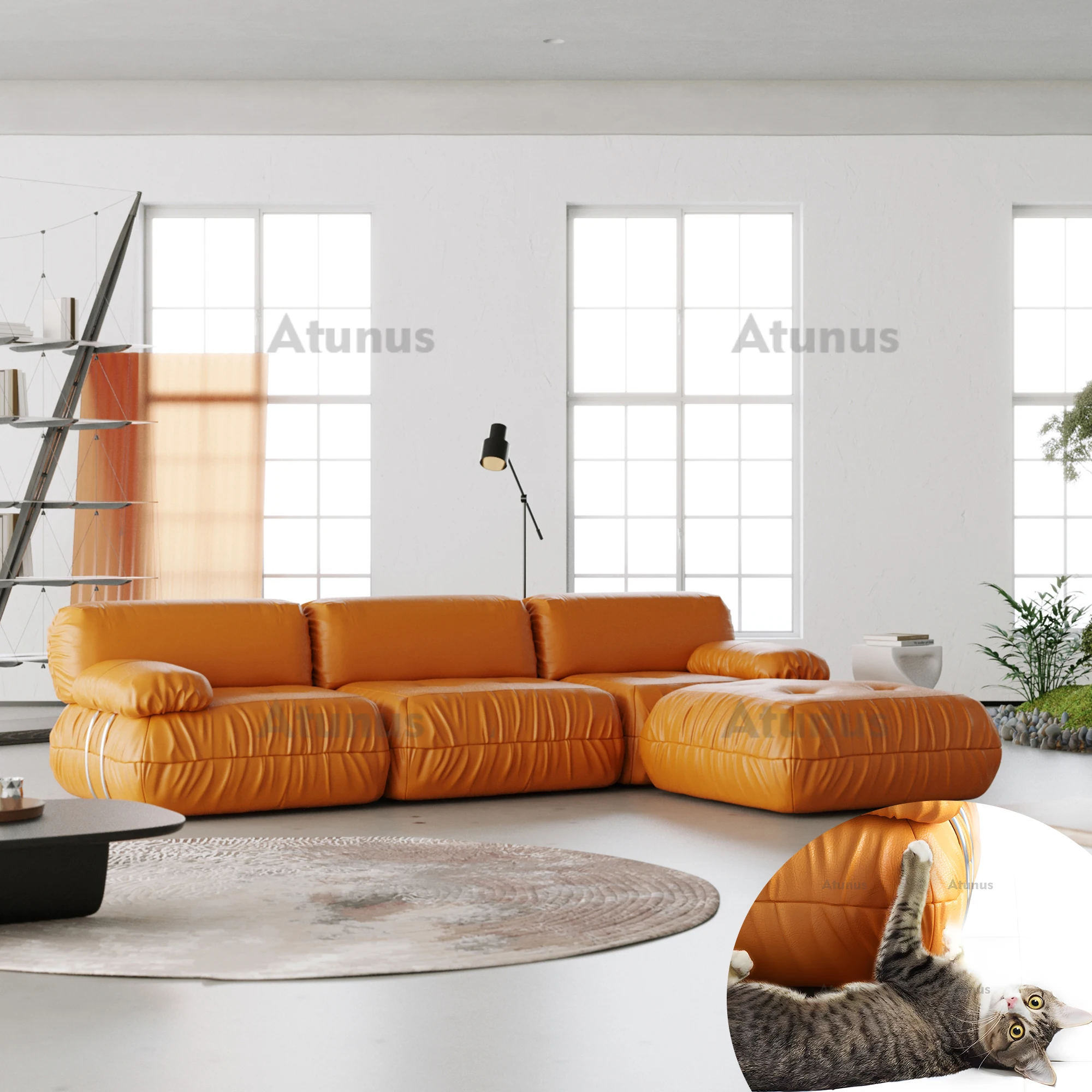 الشمال الحد الأدنى الحيوانات الأليفة الخدش الجلود مقعد واحد أريكة كرسي غرفة المعيشة غرفة نوم المنزل مكتب الأصفر أريكة ما بعد الحداثة #2