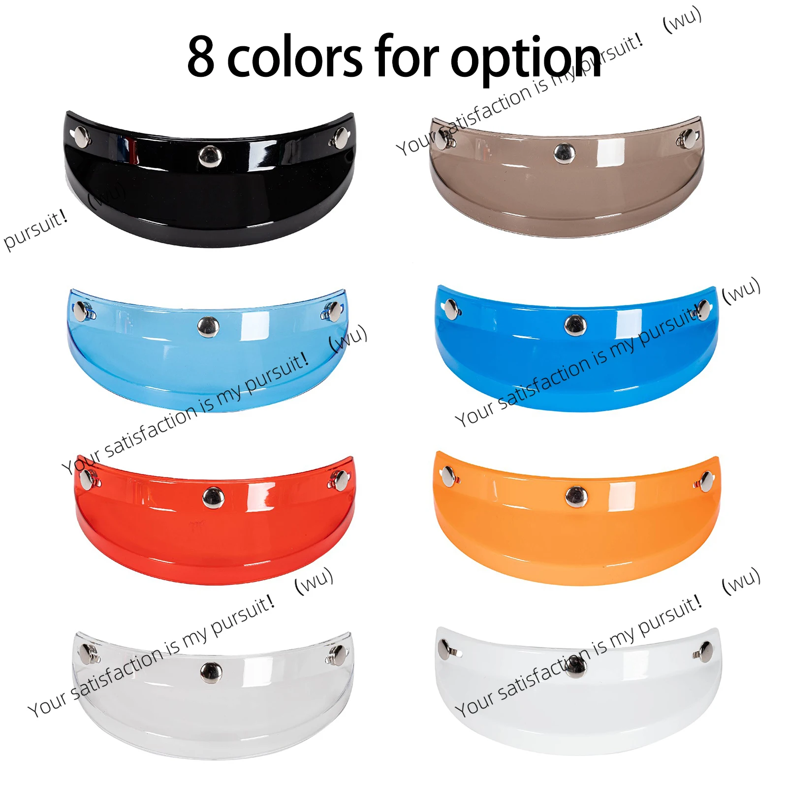 Universal Motorcycle 3 Snap-Button Visor Flip Up Down Open Face Helmet Wind Shield