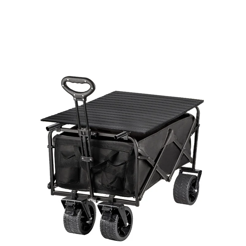 Outdoor CampingDurable Handle Folding Wagon Cart Heavy Duty Collapsible Outdoor Utility Wagon With Table For Beach Garden