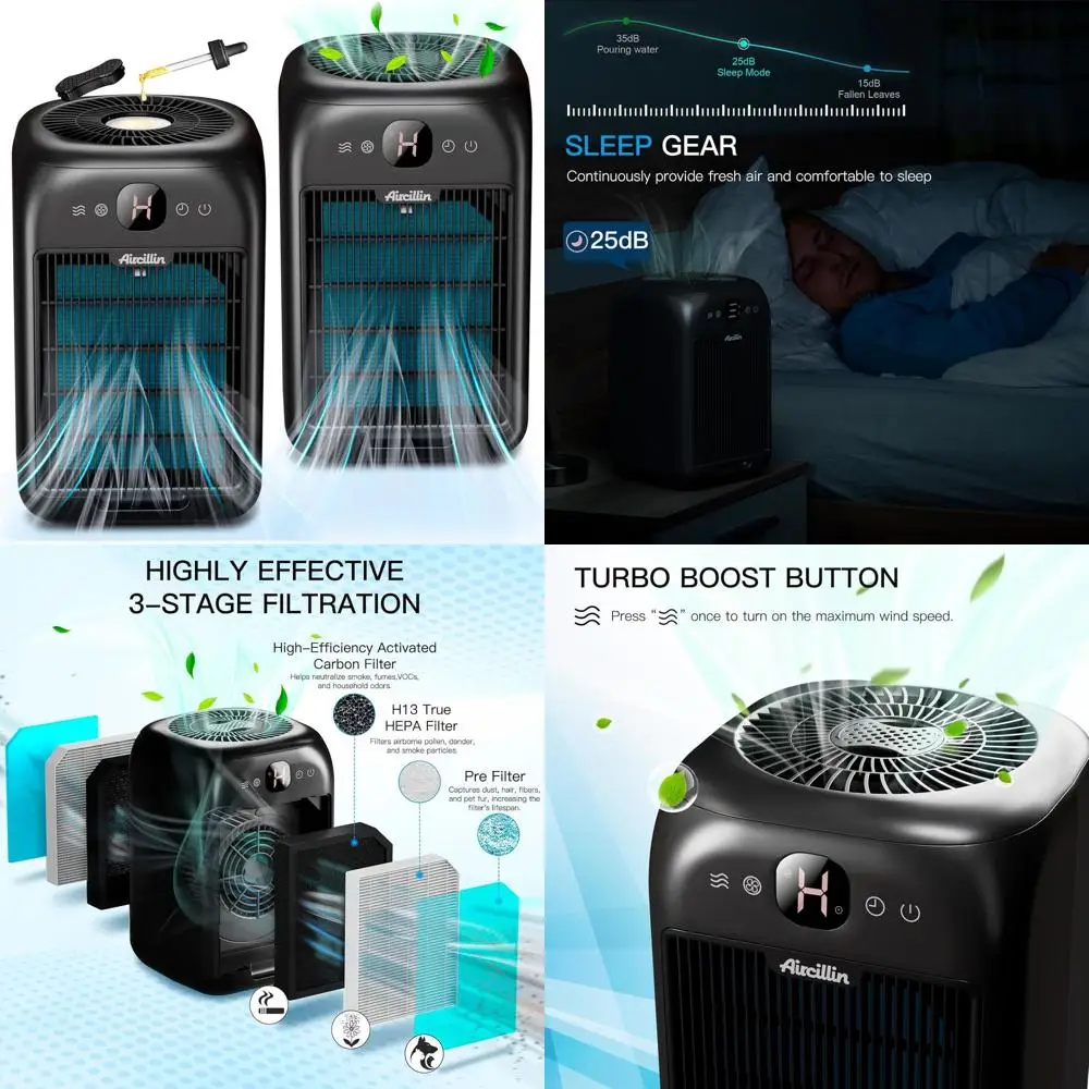 

Комплект из 2 больших HEPA-очистителей воздуха для помещений, с функцией ароматерапии, удаляют дым и шерсть животных, эффективность 99,9%, охват 908 кв. футов