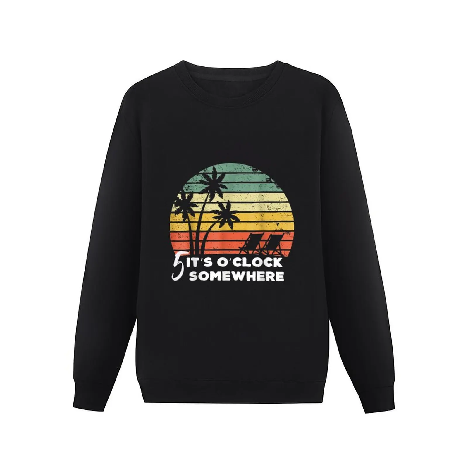 It's 5 O'Clock Somewhere Beach Palm Tree Retro Sunset Pullover Hoodie men's sweat-shirt new sweatshirts