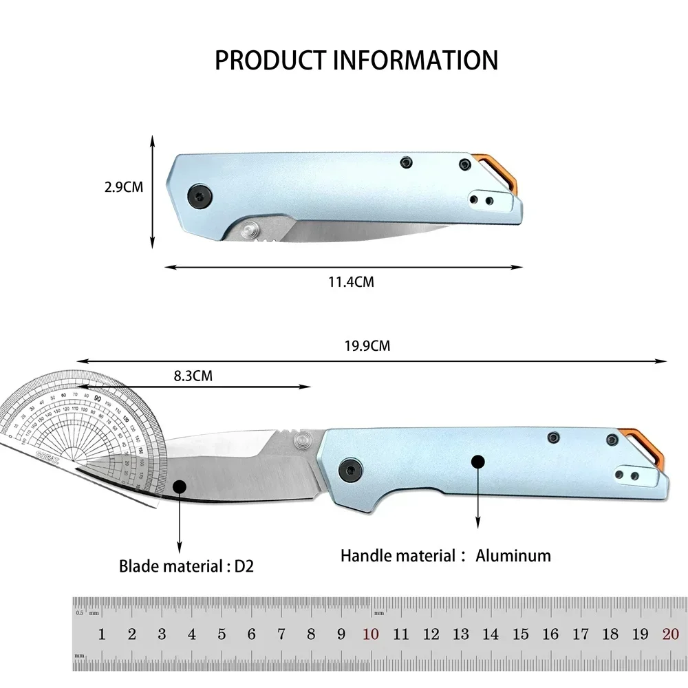 KS 2038 folding knife, aluminum handle D2 blade outdoor Camping Tactical Hunting multi-purpose EDC pocket knife Men\'s gift