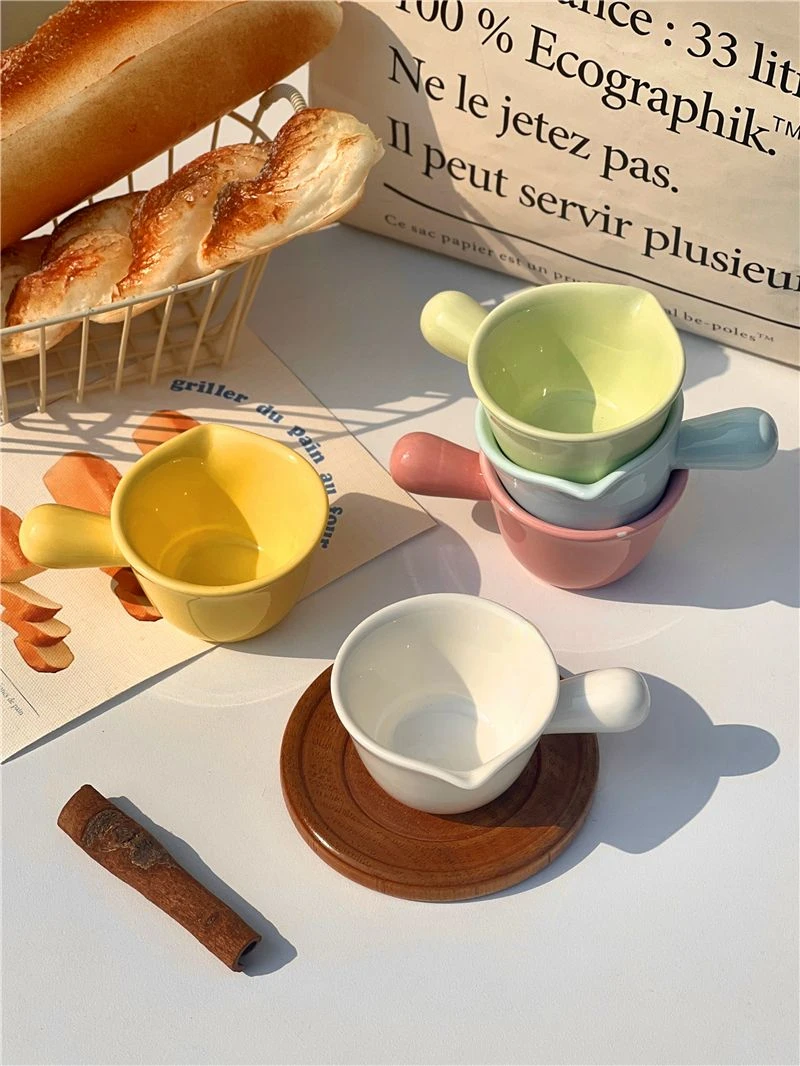 Specialty Plates Korea Ceramics Coffee Milk Cup with Handle Household Salad Dressing Dipping Bowl Kitchen Soild Tableware