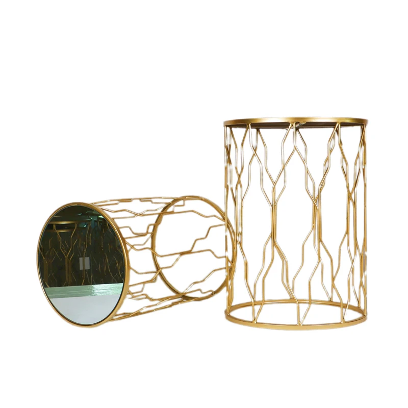 Nest Gold Coffee Tables Set Modern Design Round Side End Table Luxury Golden Mirror Speaker Coffee Table