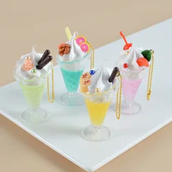 cocktail keychain Fruit Shake Keychain Ice Cream Cocktail Food Model Keychain Car Phone Bag Pendant Gift Ornaments Llaveros