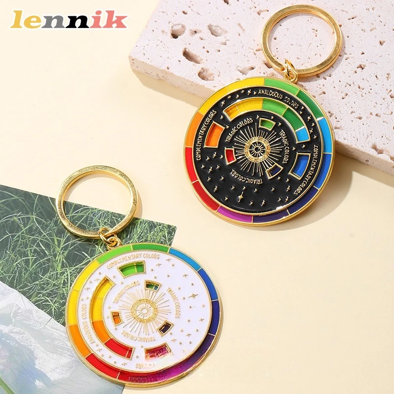 سلسلة المفاتيح الدوارة الملونة الإبداعية تحل مشكلة مطابقة الألوان، مجموعة/مفتاح الأزياء المثالية، فكرة هدية عصرية!