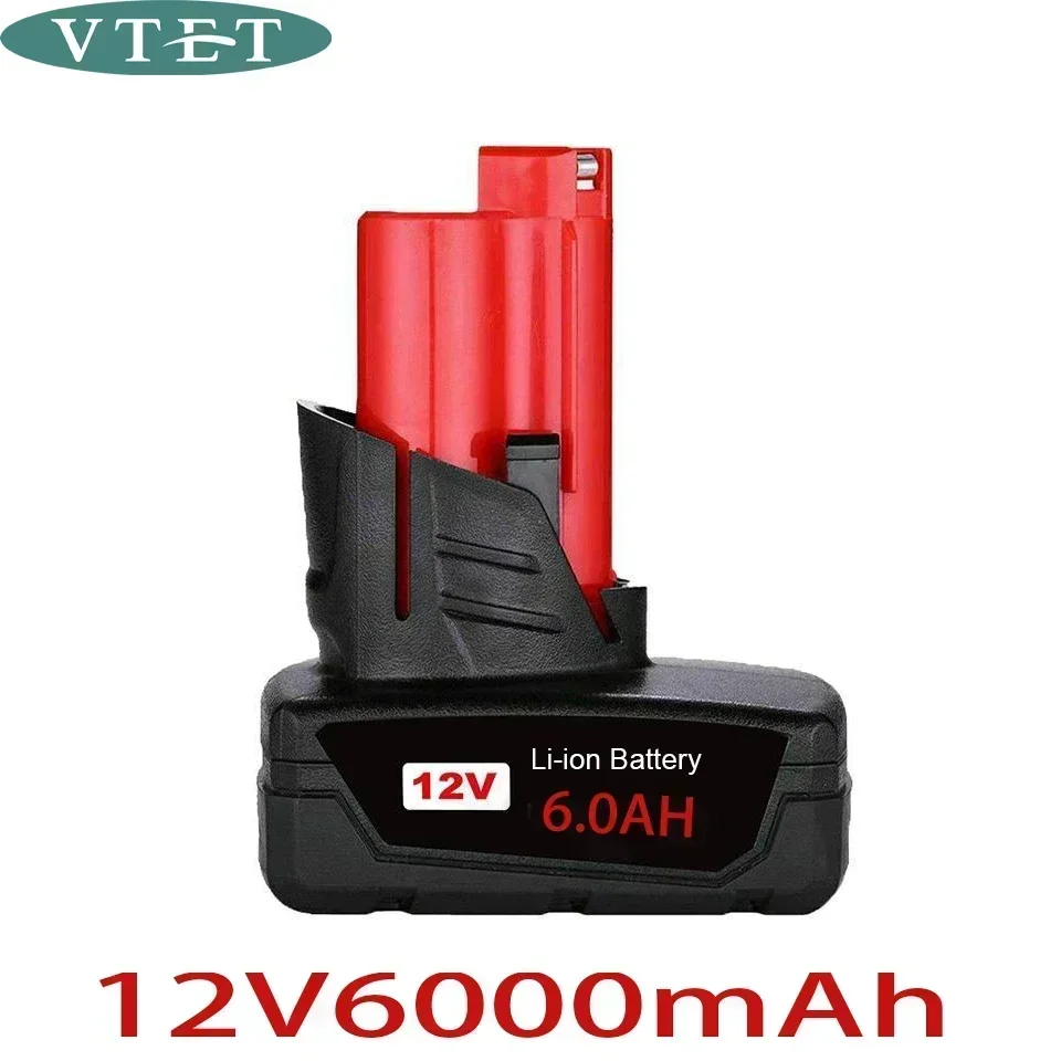 TURPOW 12V 6000MAH Rechargeable Battery for Milwaukee M12 XC Cordless Tool 48-11-2411 48-11-2402 Battery 48-11-2401 MIL-12A-L