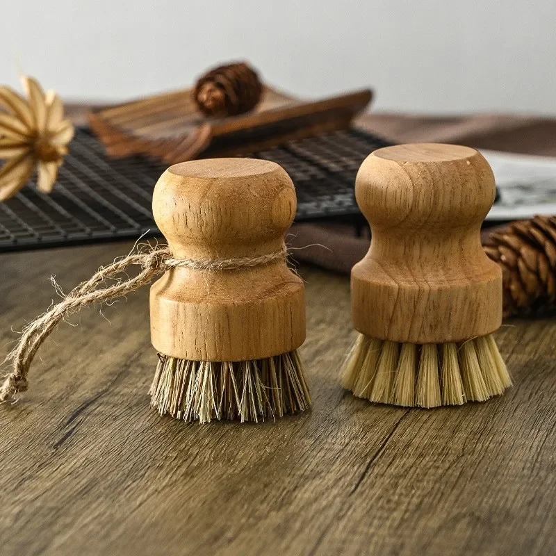 Wooden Kitchen Dish Brush Handle Cleaning With Natural Sisal and Coconut Kitchen Durable Scrubbing Portable Eco Multifunctional