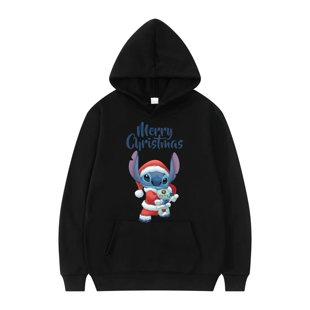 Natale Disney felpa Lilo Stitch Funny Cartoon felpe con cappuccio donna Harajuku Cute Stitch Anime Manga Streetwear felpa con cappuccio femminile