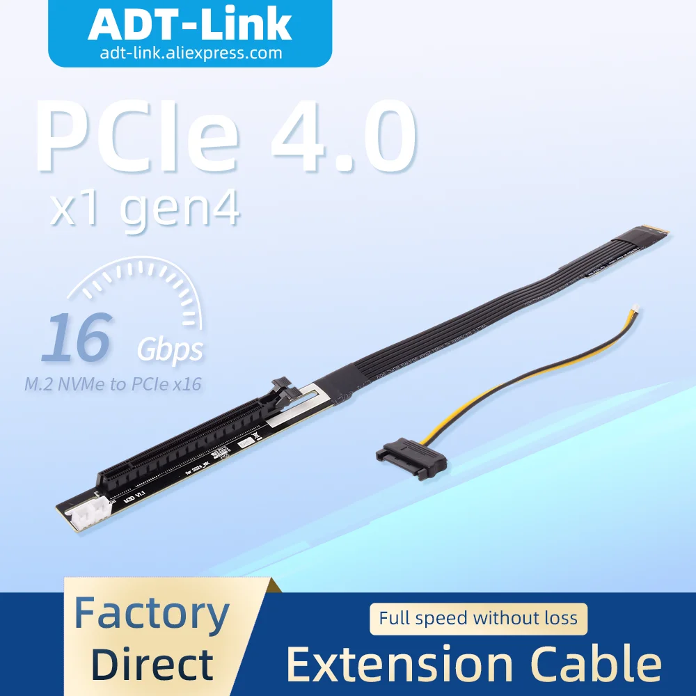 ADT-Link M43JD-WK M.2 NVMe to PCI-E 4.0 x16 Extender Gen 4/3 Riser Adapter Cable GTX RTX Graphics Video Card NVIDIA AMD GPU
