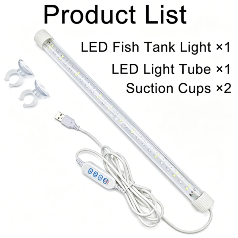 USB Aquarium Vollspektrum LED-Licht Weitwinkel Unterwasser-Fischbeckenlampe 3 RGB-Farbmodi Dimmbare Helligkeit Wasserdichte Lampe – Detail 4