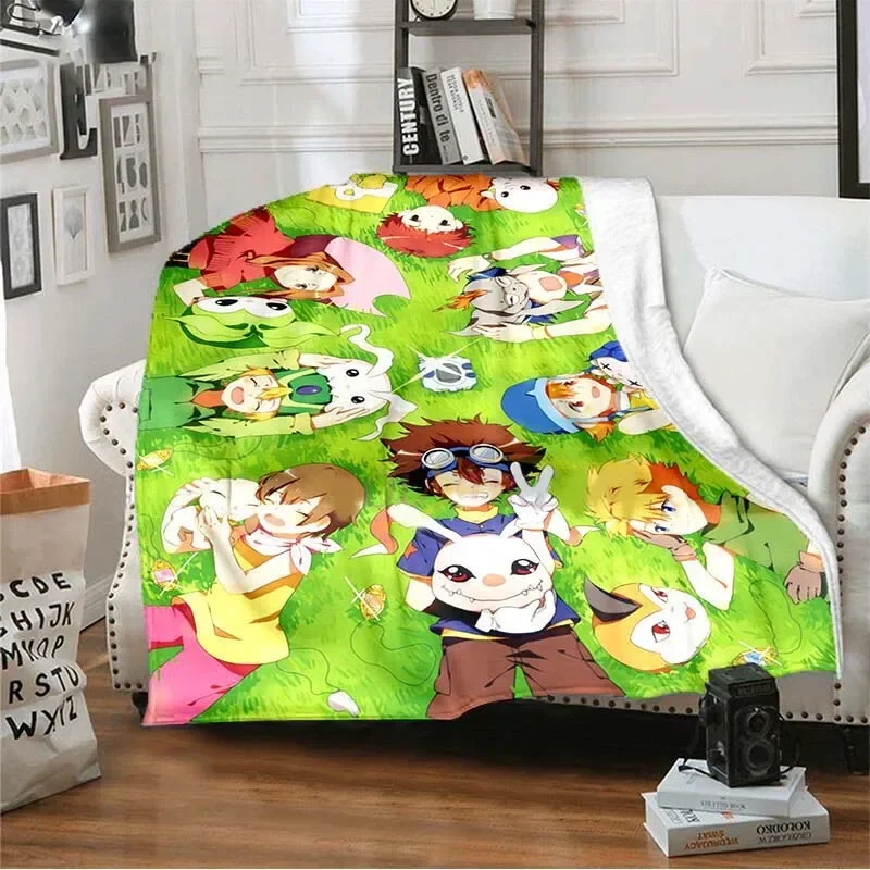 3D Print Anime Digimon Blanket Soft Sofa Cover Throw Digital Monster Blanket Fleece Tapestry Warm Bed Blanket for Bedroom Couch