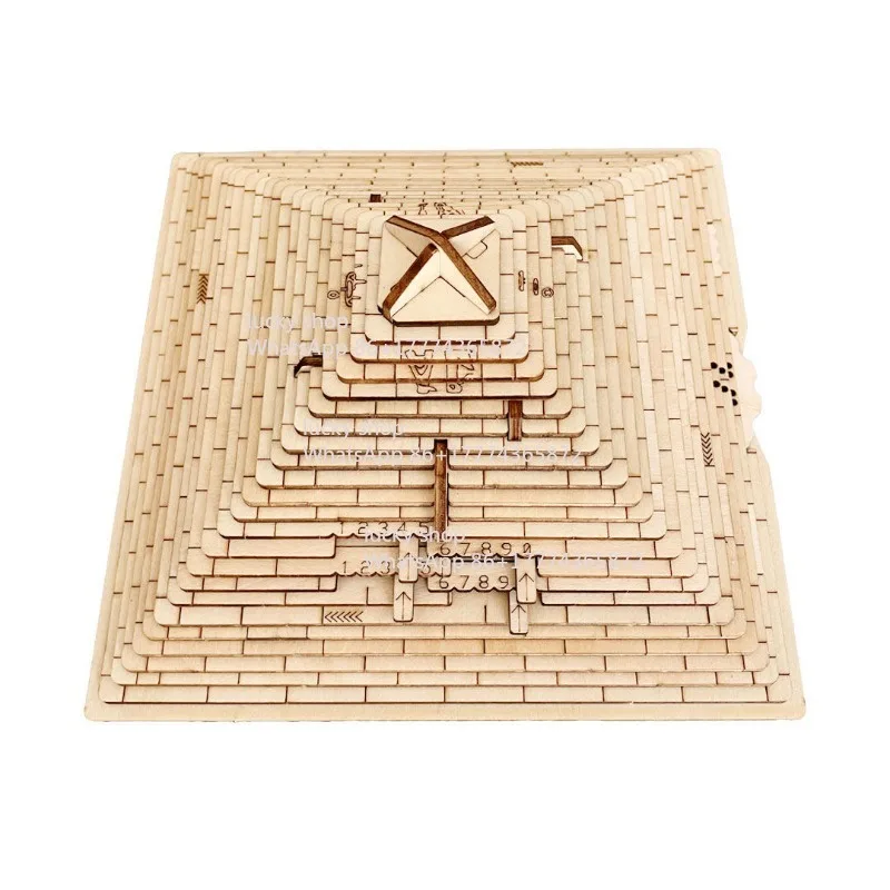 

Vintage Pyramid Shaped Wooden Secret Case, Complex Mechanical Structure Decor, Creative Handcrafted Gift for Adults