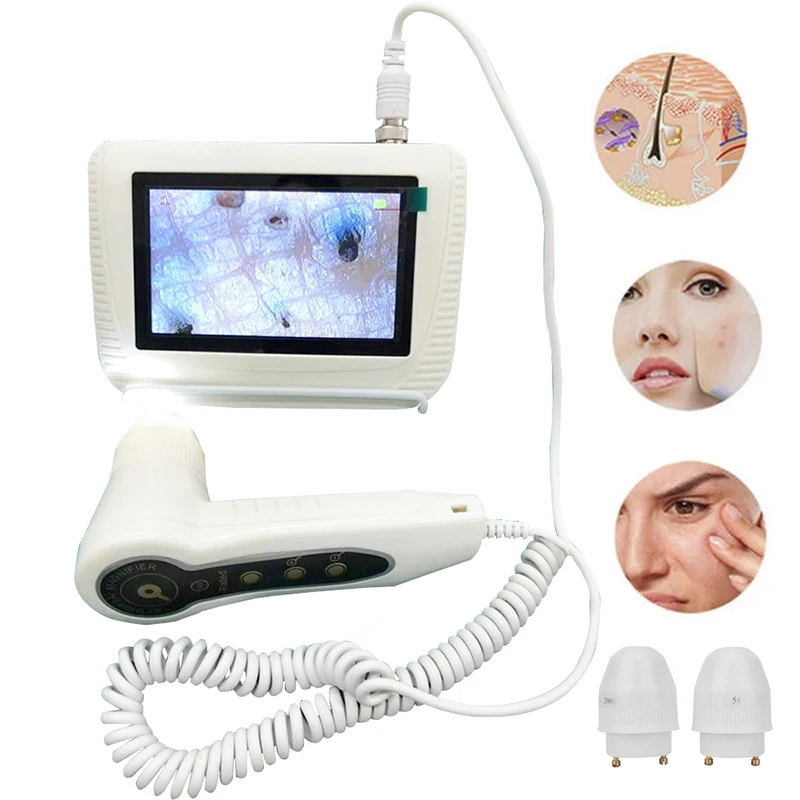 5 Inch Skin Analyzer Machine Rechargeable Scalp Detector Hair Follicle Oil Moisture Care Detector Analyzer Tester Microscope