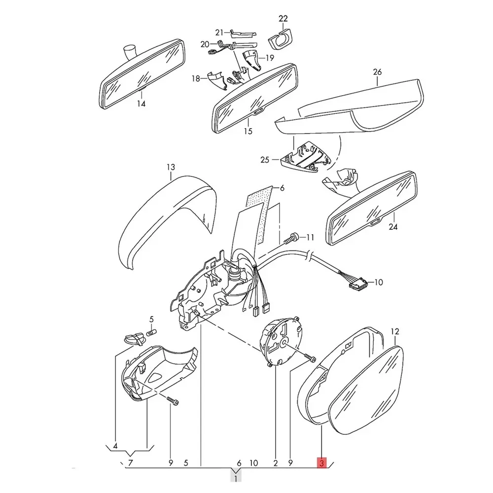 SCJYRXS Right Front Exterior Rearview Mirror Housing 6R0 857 602A for VW Golf 6 MK6 2009-2013 Touran 2009-2015 6R0857602A