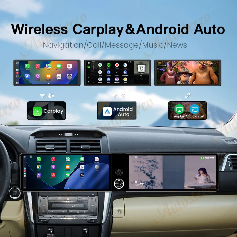 Dual Screen 12.3inch Qualcomm For Toyota Camry 2012-2015 Android 13 Car Radio Multimedia Player GPS Navigation Accesorios Auto-