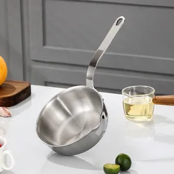304 thick stainless steel oil pan, household small frying pan, hot oil small pan, flat bottomed pan