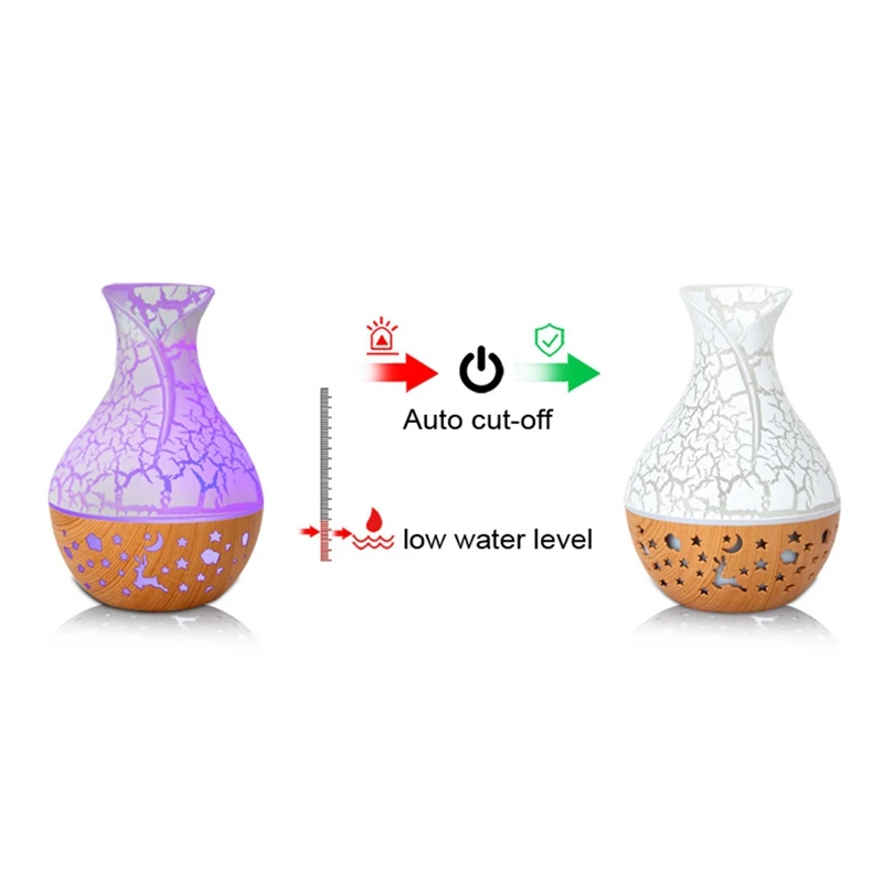 Wood Grain Aroma Diffuser 7 LED Color Humidifier 150Ml Capacity Ultrasonic Air Humidifier USB Cool Mist Humidifier