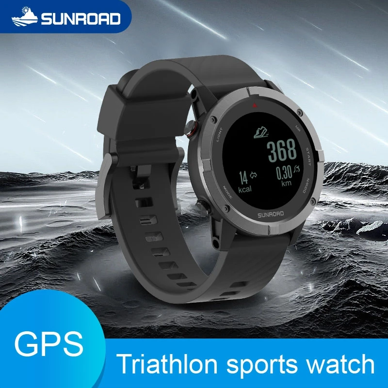 Sunroad GPS Sports Watch Digital Altimeter Compass Barometer Waterproof Cycling Running Swimming Heart Rate Monitor BT Watches