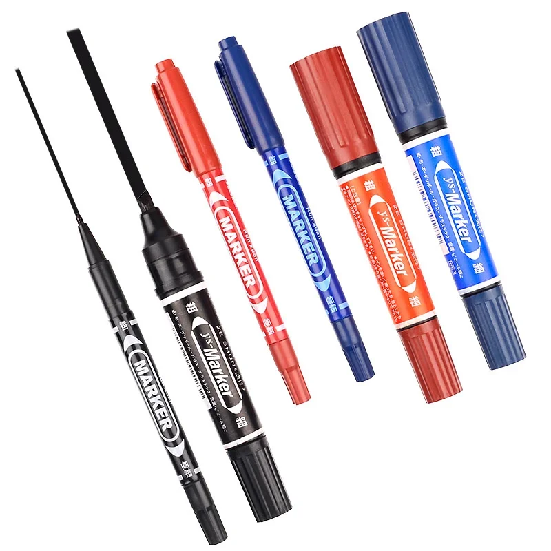 Dual Tip 1.0/1.5 2.0/6.0 mm Nib Marker กันน้ําสีดําสีฟ้าสีแดงมันมังงะ Art Marker ปากกานักเรียนโรงเรียนเครื่องเขียน Office