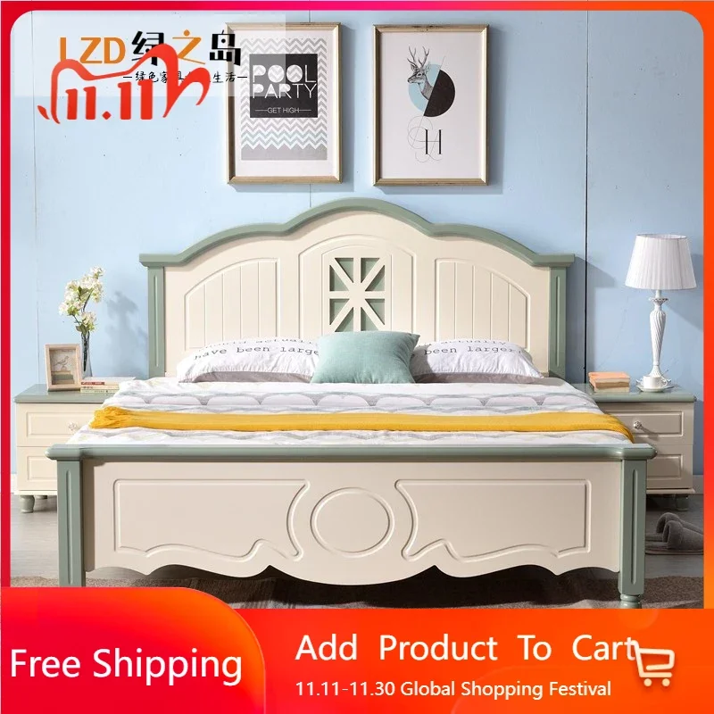 

Castle Beauty Bed European Nordic Display Relaxing Design Luxury Bed Frame Double Queen Modern Wooden Beliche Trendy Furniture