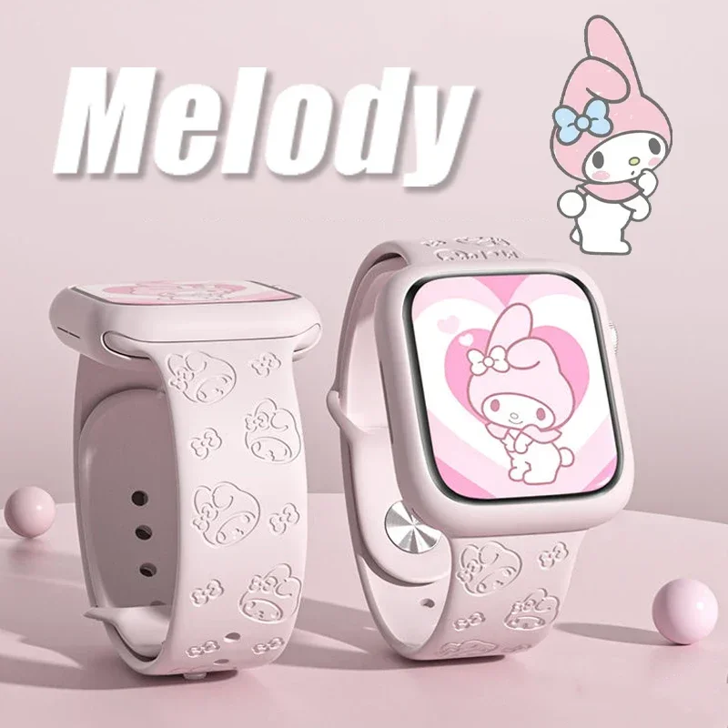 Sanrio Hello Kitty Melody Anime Strap For Apple Watch Band 44mm 40mm 45mm 41mm 49mm 42mm 38mm bracelet iwatch 7 se 4 5 6 8 Ultra