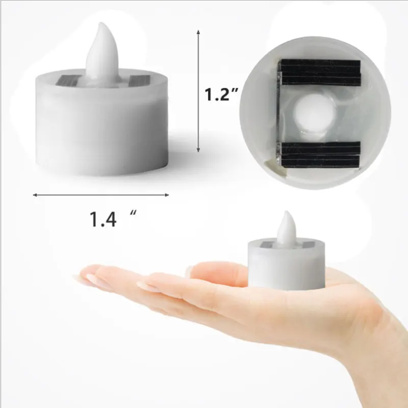 شمعة الشمسية مصباح الشاي محاكاة دخاني LED مصباح شمعة إلكتروني في الهواء الطلق عيد الميلاد هالوين الشاي الشمع