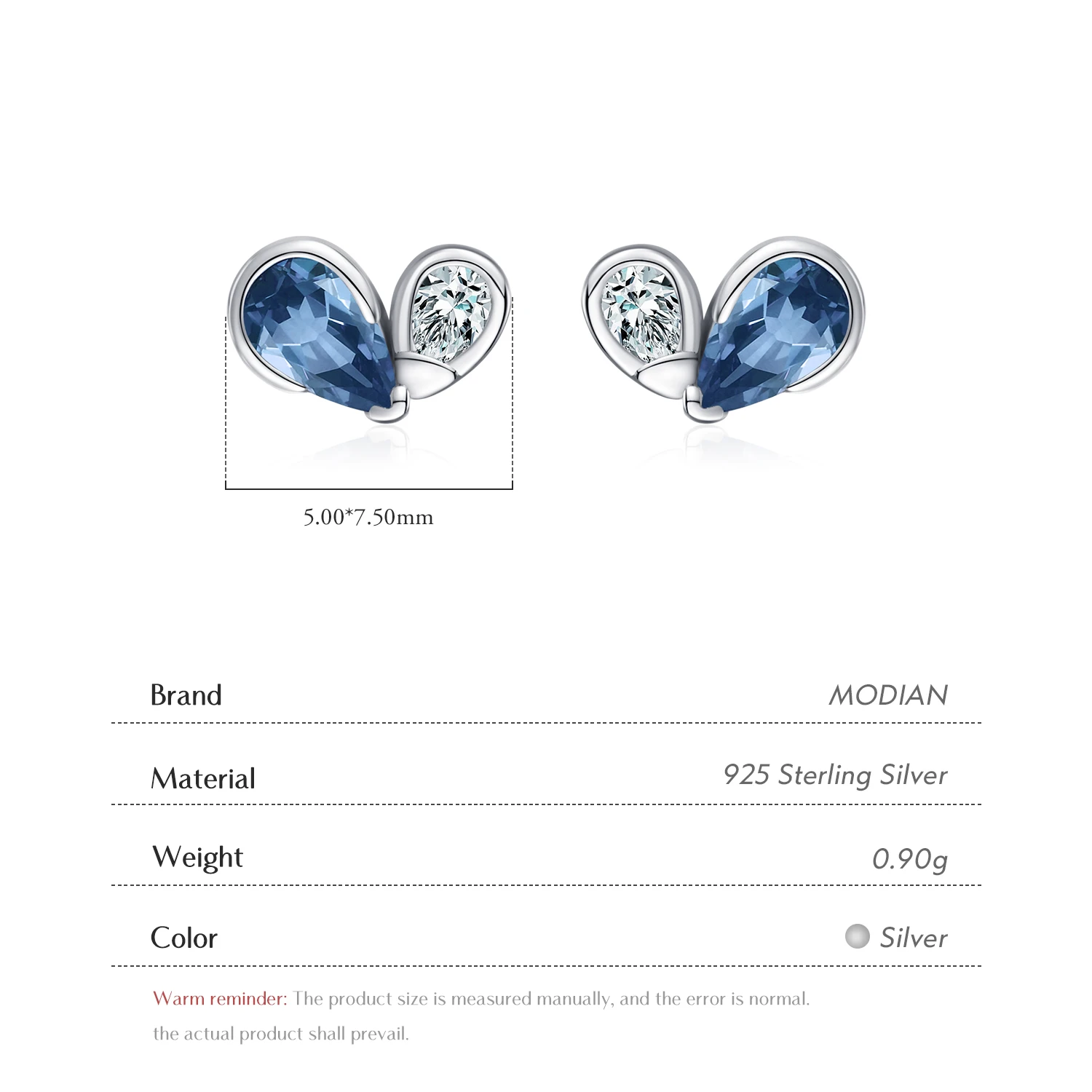 MODIAN 925 Sterling Silver Romantic Tiny Hearts Stud Earrings Delicate Colorful CZ Earrings for Women Party Fine Jewelry