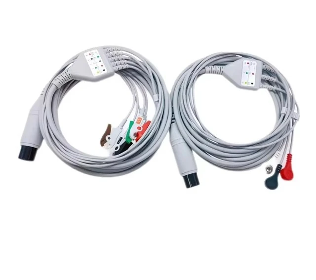 AAMI 6P Contec Direct-Connect 3 Lead ECG Cable AHA Snap