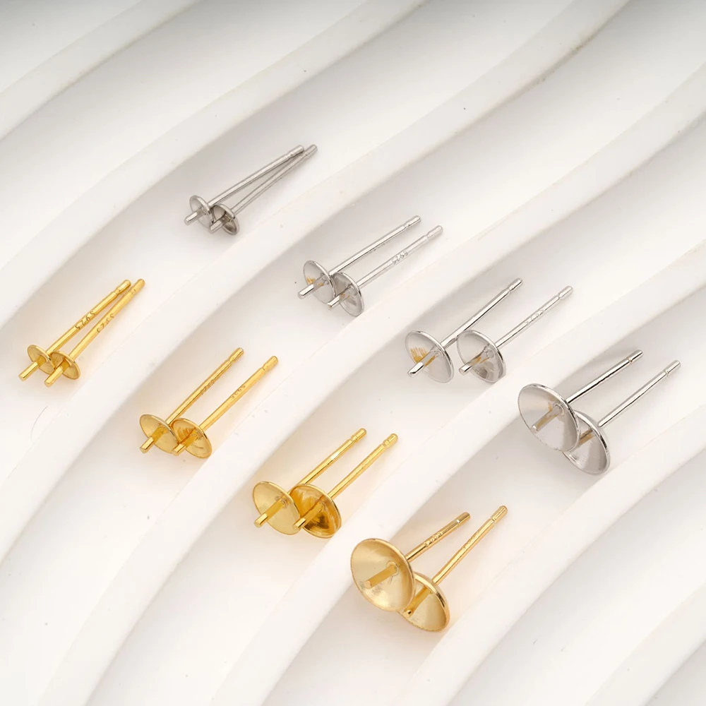 

Sinya Pearl Stud Earring Accessories 925 Solid Silver Earring Cup Post Plugs Needle Pin Mounts Fine Jewelry Findings