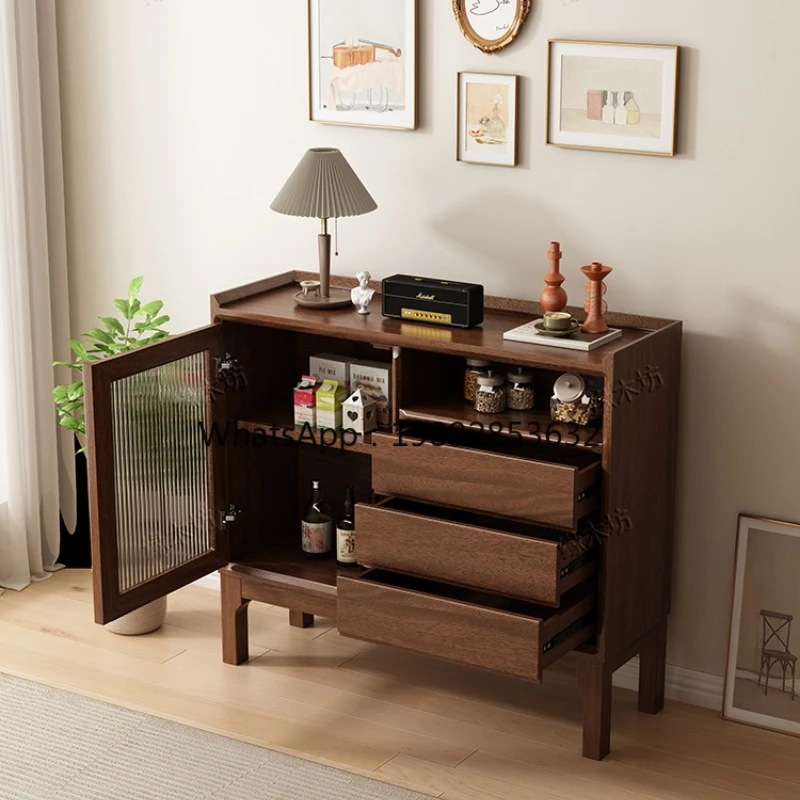 

XLL wood dining side cabinet, simple modern household living room storage and storage, tea cabinet is installed against the wall