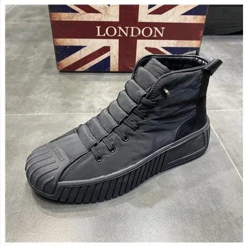 2024 Spring Leather Casual Shoes Men Ankle Boots Lace Up High Top Men Shoes Chunky Sneakers High Quality Male Designer Shoes