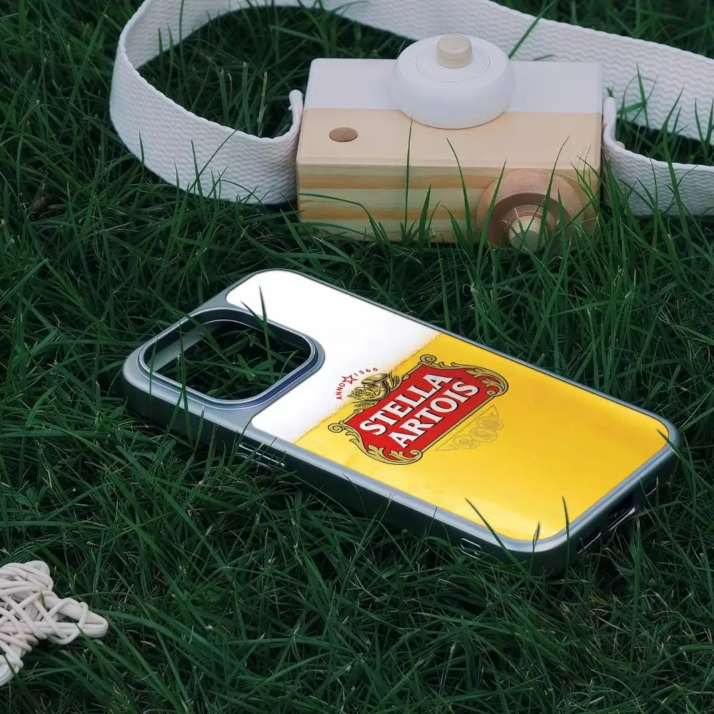 S-STELLA A-ARTOIS Beer Phone Case For iPhone 17 16 15 14 13 12 Pro Max Plus HD Metal Frame Carbon Fiber Hard Shell view 3