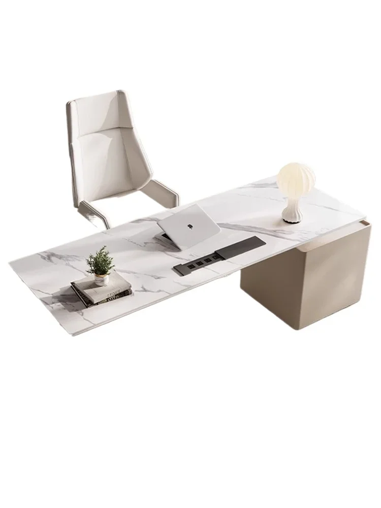Modern minimalist designer suspended rock slab multi-functional computer desk office study table