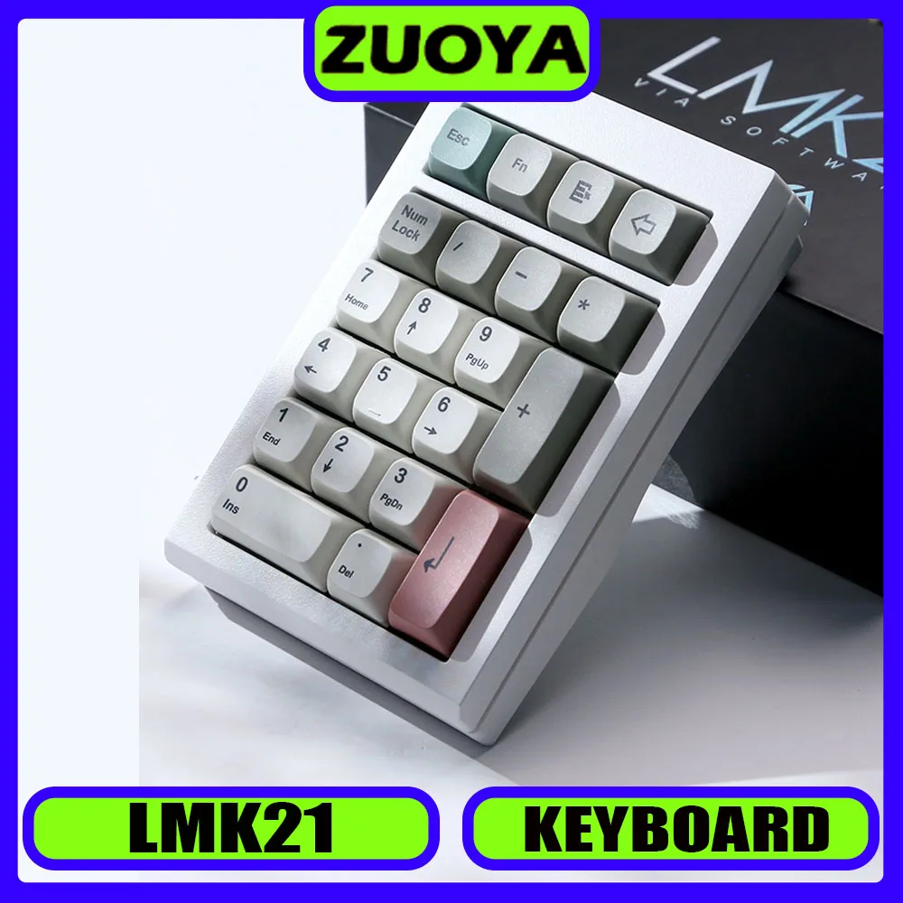 

ZUOYA LMK21 Мини-клавиатура, клавиатура, цифровая клавиатура из алюминиевого сплава, трехрежимная беспроводная клавиатура RGB, прокладка для горячей замены, аксессуары для ПК, подарок