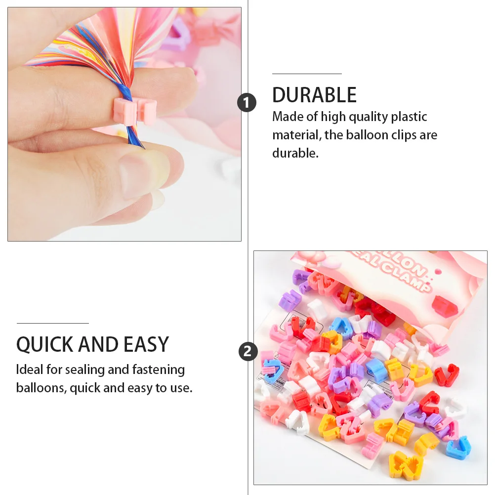 

200pcs Balloon Sealing Clips Plastic Clear Holders Locks for Party Wedding Decorations Balloon Ties Accessories Festive