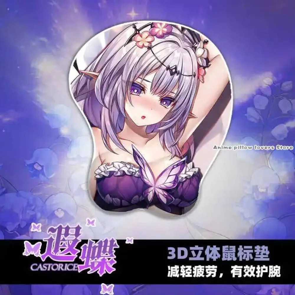 Alfombrilla de Ratón de Gel de Sílice 3D con Reposamuñecas, Diseño Anime Castorice Honkai: Star Rail, Cosplay Sexy Girl, para Teclado, Juegos de Escritorio, Regalos