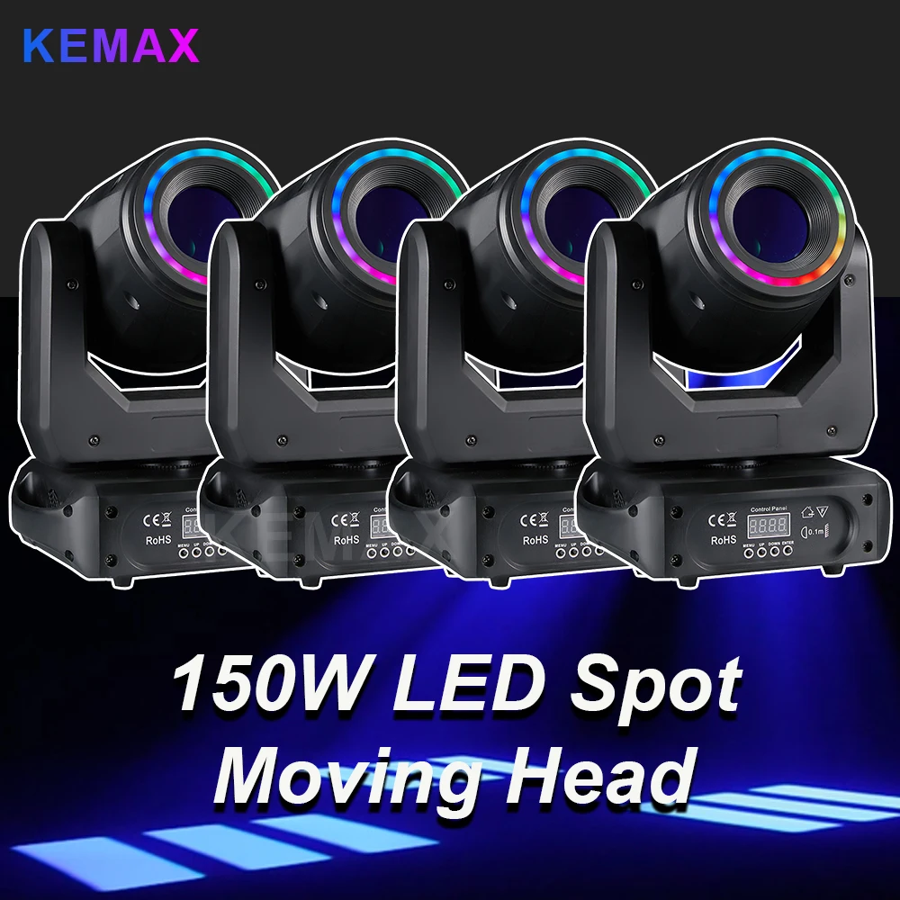 

4Pcs 150W LED Spot Moving HeadLights DMX512 Rotating DJ Mobile RGBW 3Prisms Beam Gobo Disco Stage Light For Show Party KTV Club