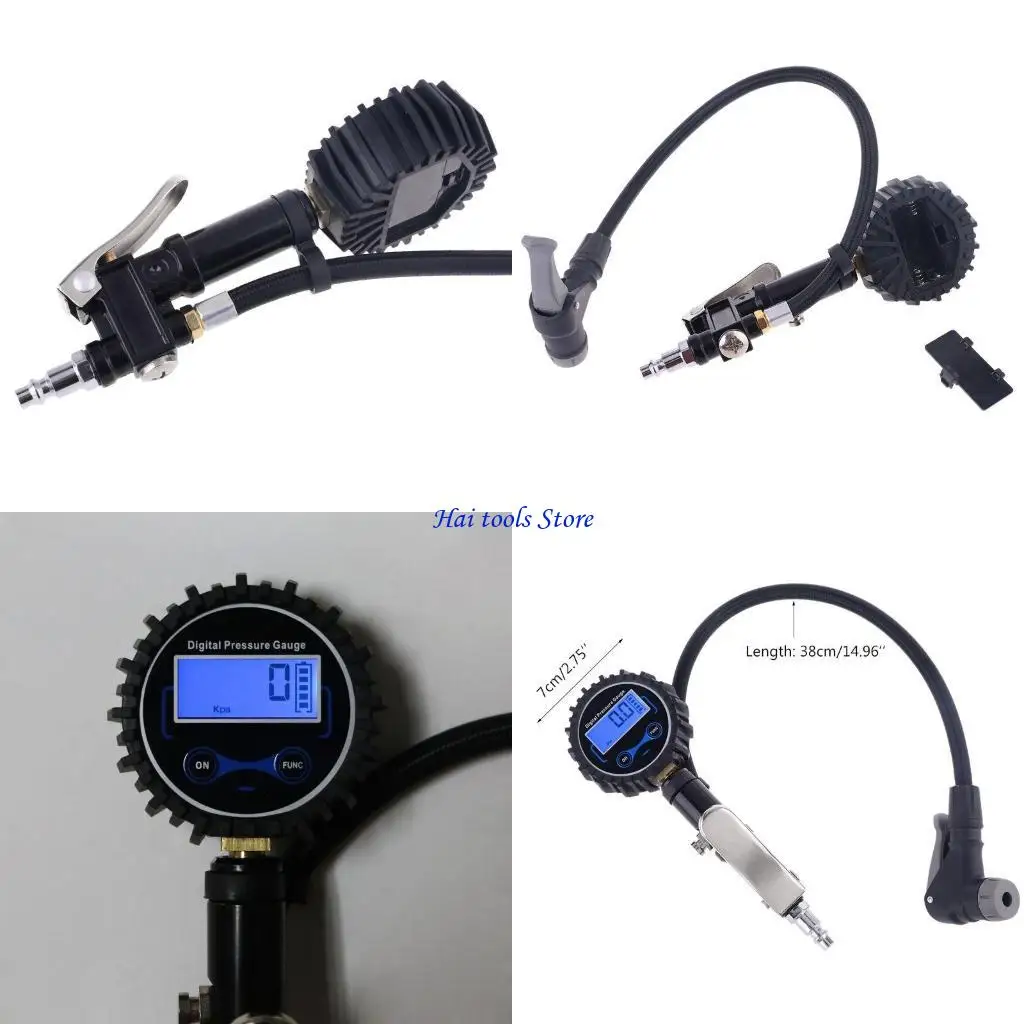 X37E Digital Tire Inflator with Hose Pressure Gauge Heavy Duty 0.5 Display Resolution