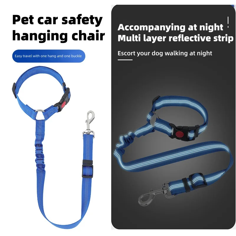 Verstellbarer Reflektierender Haustier-Autosicherheitsgurt Nylon Hunde- und Katzengeschirr Leine für Welpen Reisesicherheit Spaziergang Auto-Zubehör – Detail 2